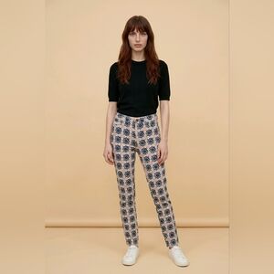 Adam Levine Navy and Coral Geometric Print Leggings 5/6 NWT